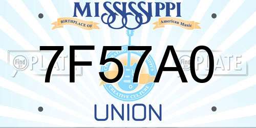 7F57A0 Mississippi License Plate