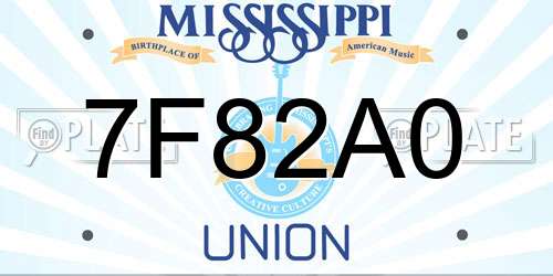 7F82A0 Mississippi License Plate