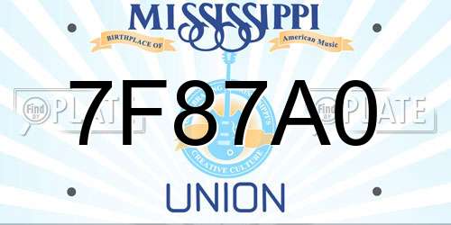 7F87A0 Mississippi License Plate