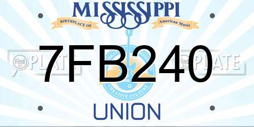 7FB240 Mississippi License Plate