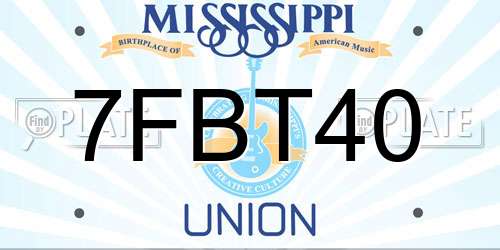 7FBT40 Mississippi License Plate