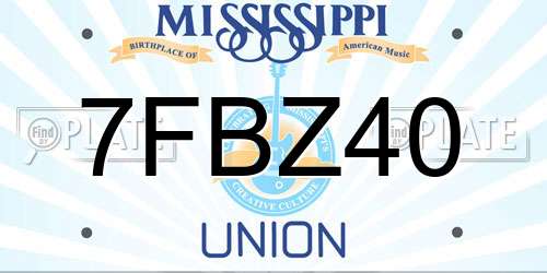 7FBZ40 Mississippi License Plate