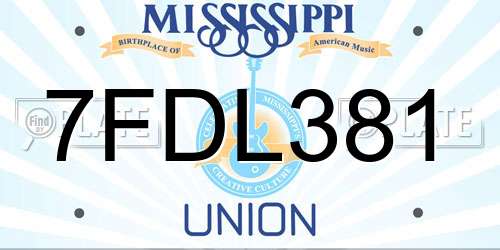 7FDL381 Mississippi License Plate