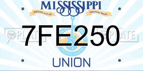 7FE250 Mississippi License Plate