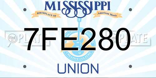 7FE280 Mississippi License Plate
