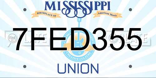 7FED355 Mississippi License Plate