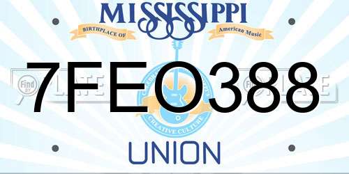 7FEO388 Mississippi License Plate