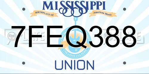 7FEQ388 Mississippi License Plate