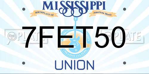 7FET50 Mississippi License Plate