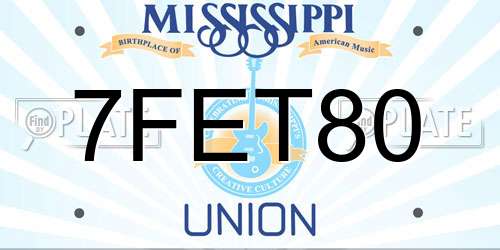 7FET80 Mississippi License Plate