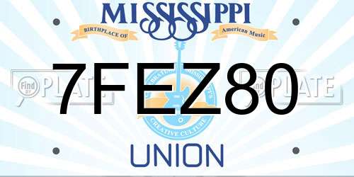 7FEZ80 Mississippi License Plate