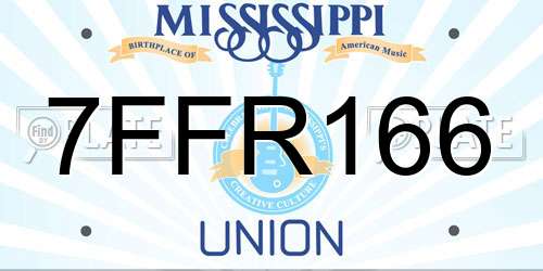 7FFR166 Mississippi License Plate