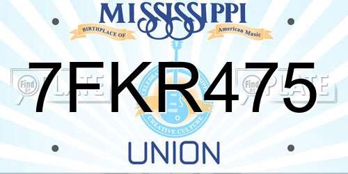 7FKR475 Mississippi License Plate