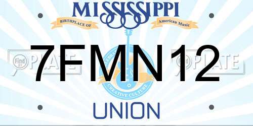 7FMN12 Mississippi License Plate