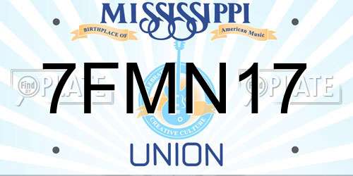 7FMN17 Mississippi License Plate