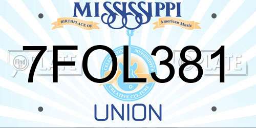 7FOL381 Mississippi License Plate
