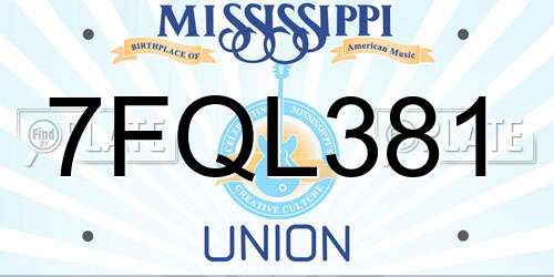 7FQL381 Mississippi License Plate