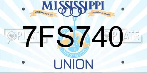 7FS740 Mississippi License Plate