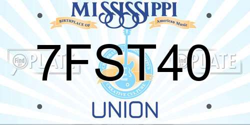 7FST40 Mississippi License Plate
