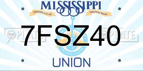 7FSZ40 Mississippi License Plate