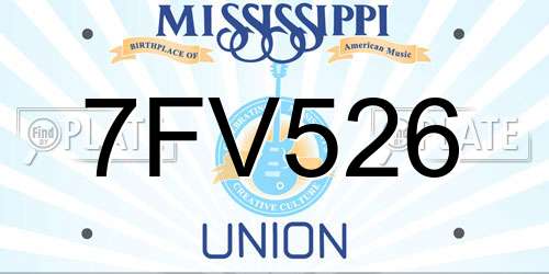 7FV526 Mississippi License Plate