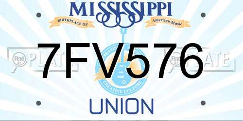 7FV576 Mississippi License Plate