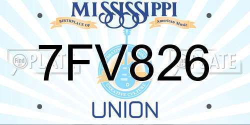 7FV826 Mississippi License Plate