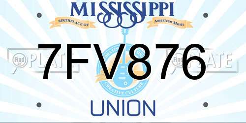 7FV876 Mississippi License Plate