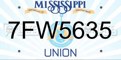 7FW5635 Mississippi License Plate