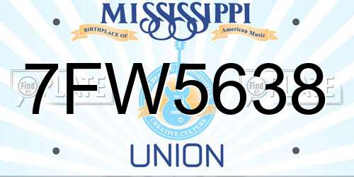 7FW5638 Mississippi License Plate