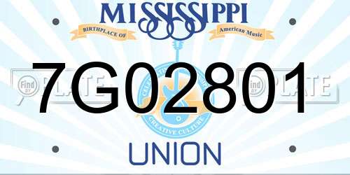 7G02801 Mississippi License Plate
