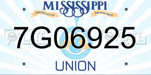 7G06925 Mississippi License Plate
