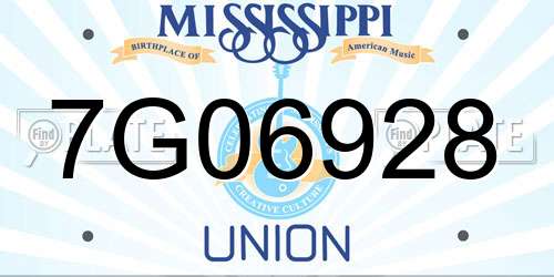 7G06928 Mississippi License Plate