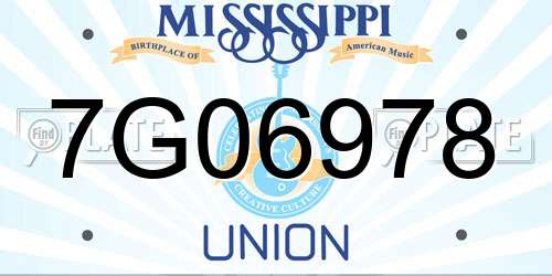 7G06978 Mississippi License Plate