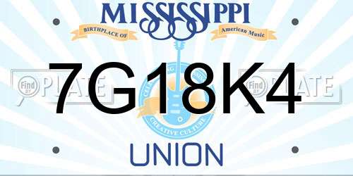 7G18K4 Mississippi License Plate