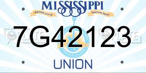 7G42123 Mississippi License Plate