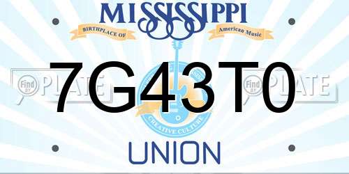 7G43T0 Mississippi License Plate