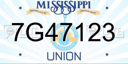 7G47123 Mississippi License Plate