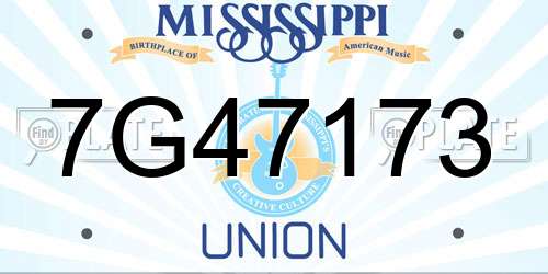7G47173 Mississippi License Plate