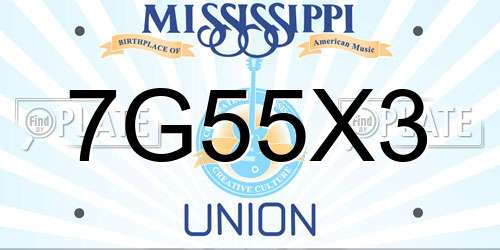 7G55X3 Mississippi License Plate
