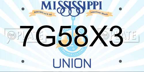 7G58X3 Mississippi License Plate