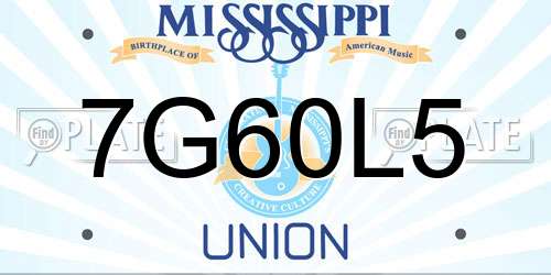 7G60L5 Mississippi License Plate