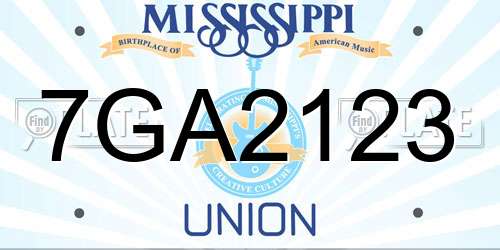 7GA2123 Mississippi License Plate