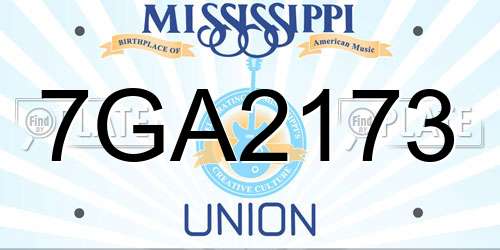 7GA2173 Mississippi License Plate