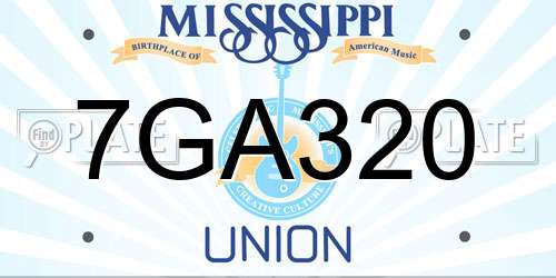7GA320 Mississippi License Plate