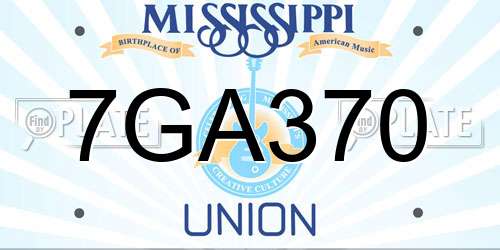 7GA370 Mississippi License Plate