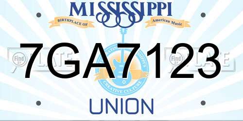 7GA7123 Mississippi License Plate