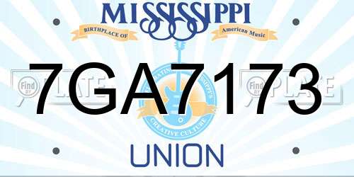 7GA7173 Mississippi License Plate
