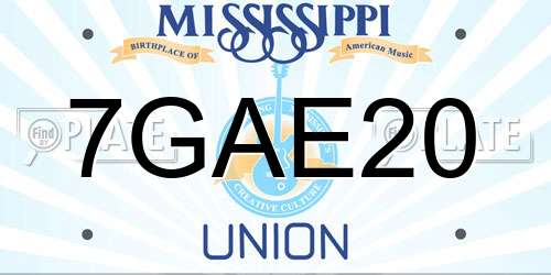 7GAE20 Mississippi License Plate