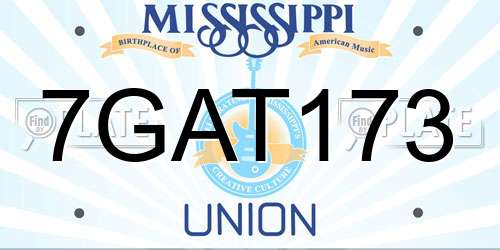 7GAT173 Mississippi License Plate